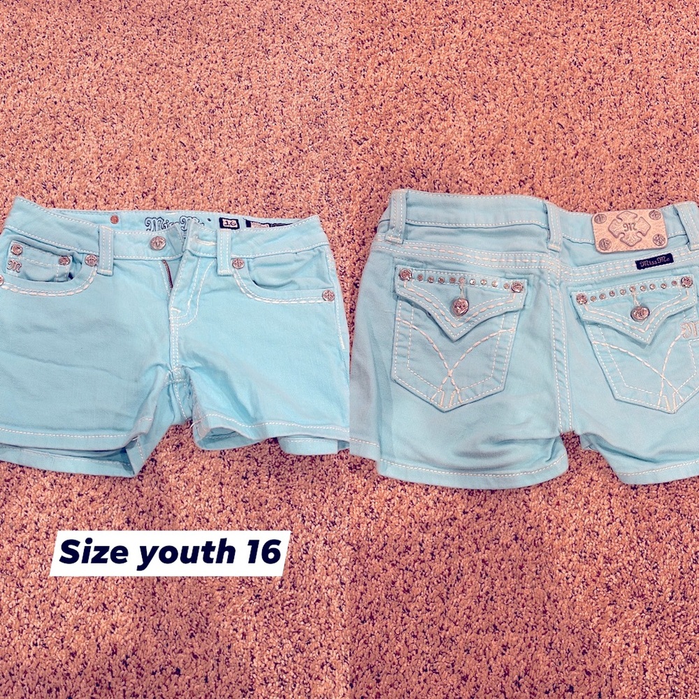 Miss me bright blue shorts youth 16. Fits like women 24